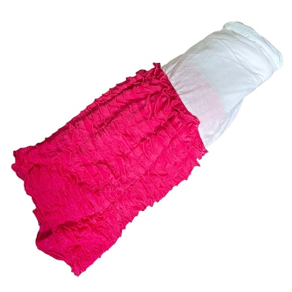 Gorgeous Hot Pink Crib Skirt 3 Sided with Tiered Ruffles - Picture 3 of 6